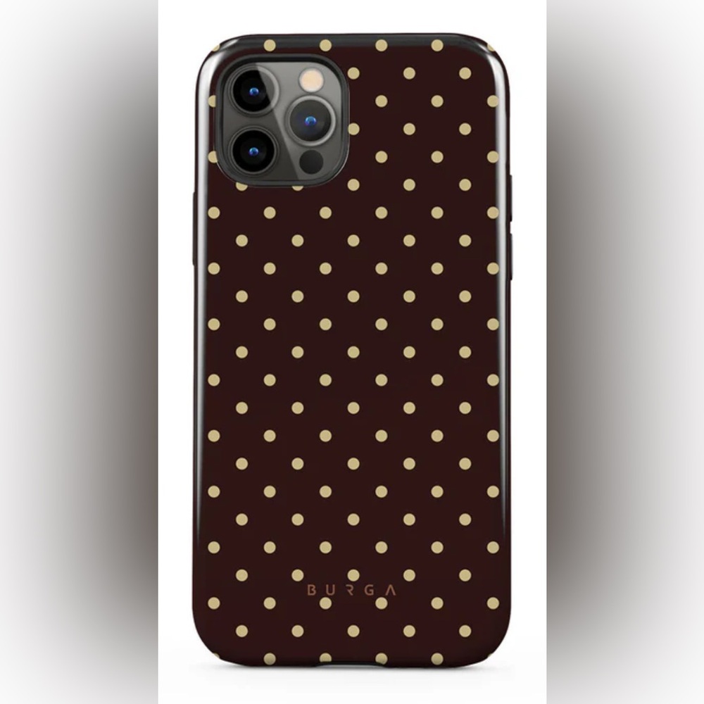 Burga iPhone 12 Pro Brown Polka Dot Phone Case - “Sorry Busy”